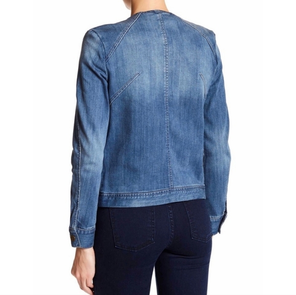 Pistola Denim Moto Jacket with Asymmetrical Zipper. Size Large - Picture 3 of 8